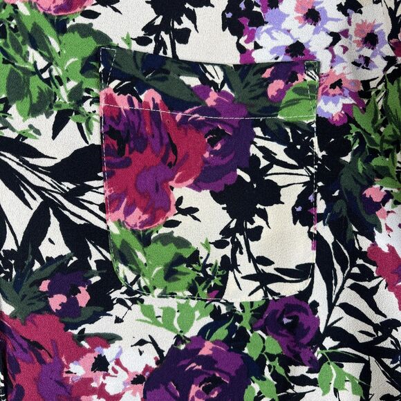 J Jill  Shirt Women XS Petite Floral Button Long Sleeve Blouse Pocket Career - Picture 4 of 9